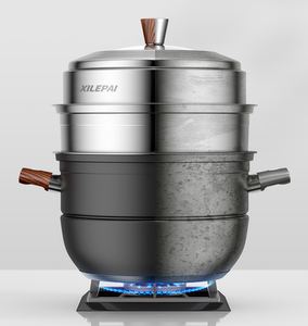 德国双立人304不锈钢蒸锅两层三层家用加厚蒸馒头多层大蒸笼电磁