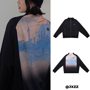 这就是街舞王嘉尔同款teamwang莫奈日出水洗拉链开衫卫衣