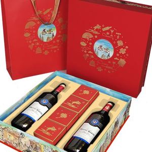 新品中秋红酒包装礼盒二酒四月礼品盒2瓶红酒加4包小礼品的包装盒