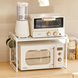 厨房微波炉置物架台面双层调料罐烤箱多功能用品家用大全收纳架子