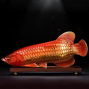 纯铜招财金龙鱼工艺品客厅酒柜电视柜办公室桌摆件轻奢高端装饰品