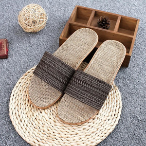 地板居家室内个性男式凉拖布料编浴室儿童亚麻拖鞋夏季男童