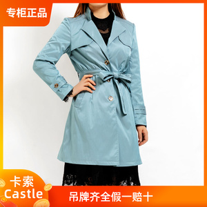 castle卡索专柜正品ef2244221318春季修身常规纽扣中长款通勤外套