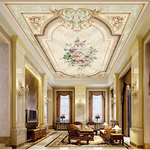 欧式客厅棚顶壁画图库3d立体天花板装饰壁纸创意个性吊顶轻奢墙纸