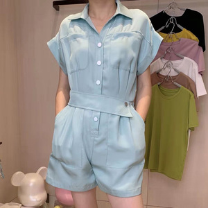 王囡囡工装西装连体裤女夏薄款短裤时尚短袖2021新款短款潮气质