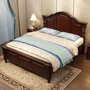 全友家私美式乡村实木床1.8米双人主卧室床 1.5m公主床白色现代简