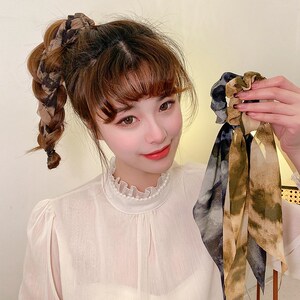 低马尾发饰气质简约飘带丸子头发饰蝴蝶结夏季发夹神器