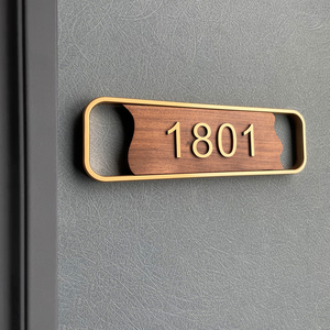 家用住宅入户黄铜数字门牌订制号码牌胡桃木酒店民宿房间门牌定制