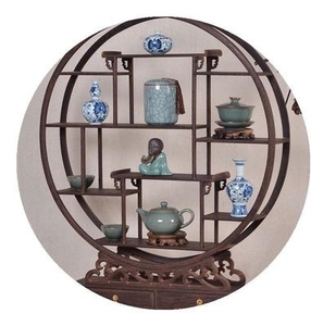 底座放文玩仿古多宝阁置物架展示架桌面圆形客厅工艺品新中式摆架