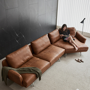 北欧意式真皮沙发客厅轻奢现代高端大气表情异形转角沙发大户型