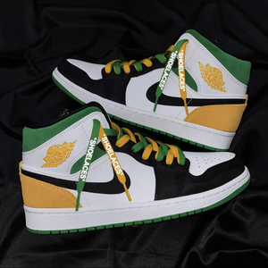 aj1mid篮球鞋北卡蓝泼墨腰果花渐变白蓝色双拼色反光字母鞋带tb