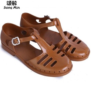 中式风潮老式凉鞋男80年代塑料90后怀旧黄胶软胶塑料童年80后男女