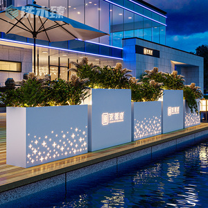 铁艺花箱户外组合太阳能发光灯箱售楼部围栏隔断外摆花槽定制花箱