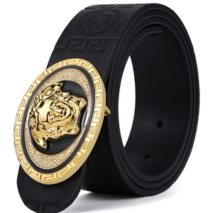 versace/范思哲美杜莎皮带真皮男士奢侈品平滑扣纯铜腰带裤带百搭