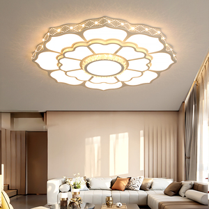 正品欧普轻奢客厅大灯简约现代花朵吸顶灯圆形水晶灯大厅主灯具20