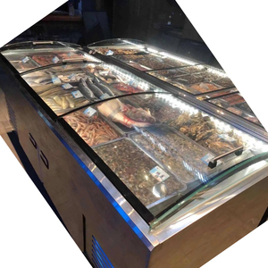 格菱海鲜展示柜冷藏圆弧烧烤保鲜柜商用大容量卧式冰柜不锈钢冰台