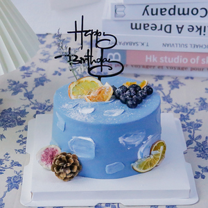 网红蓝莓手绘暴富篮球创意定制男士水果生日蛋糕广州全国同城配送