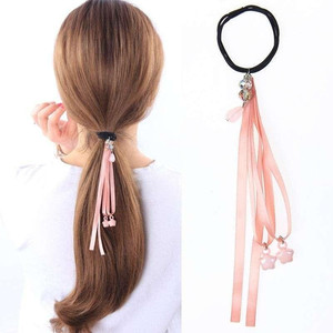 可爱心飘带丝带绳发长头绳绑发圈头橡皮筋头饰学生扎发饰韩版少女