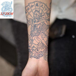 八旗赵子龙赵云花臂纹身贴男女防水逼真持久线条小腿刺青贴纸青龙