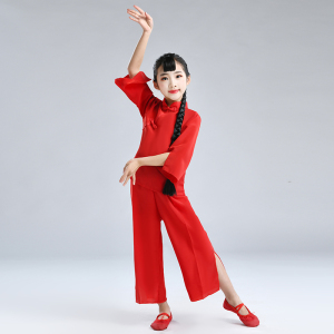 九儿演出服装女儿童喜庆演出服元旦新年村姑东北秧歌小学生红高粱