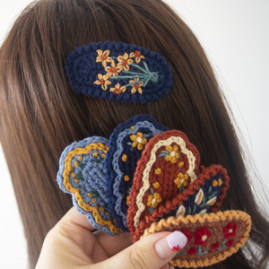 手工编织毛线复古田园风刺绣头饰少女刘海夹bb夹发卡边夹钩织成品