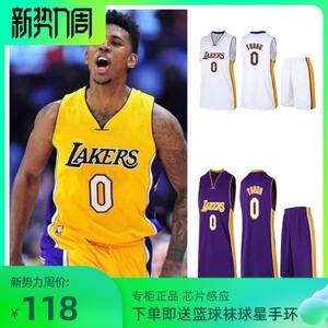 正品尼克杨0号球衣女湖人队nick young 城市版热压复古篮球服男