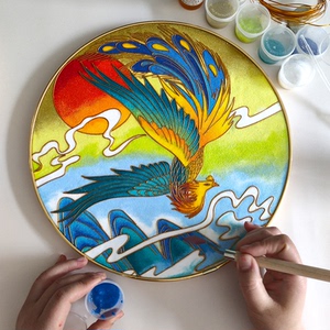 手工珐琅画diy材料凤凰飞天景泰蓝掐丝彩沙画家居装饰画非遗文化