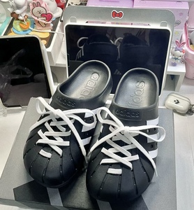 适配阿迪拖鞋AdiletteClogs黑白本白色椭圆形鞋带半圆编织扁鞋绳