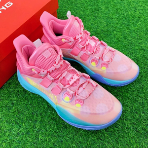 适配lining李宁音速9low竺葵粉色爱心印花泼墨夜光腰果花篮球鞋带