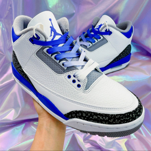 适配air jordan 3 "racer blue"赛车蓝小闪电白蓝色渐变aj3鞋带
