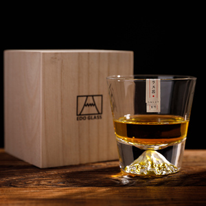 日式富士山杯威士忌酒杯水晶玻璃杯江户硝子礼盒雪山杯日本洋酒杯