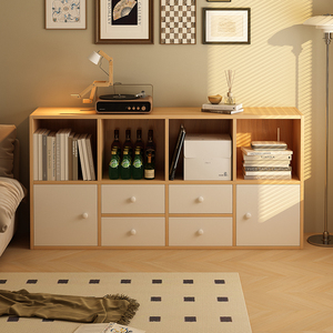 宜家书架置物架落地书柜家用收纳格子柜矮柜自由储物八格柜小柜子