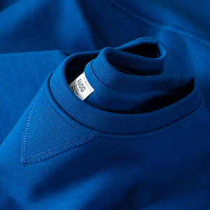 克莱因蓝宝石蓝460g倒三角圆领纯棉卫衣深蓝宝蓝色男女上衣春秋款