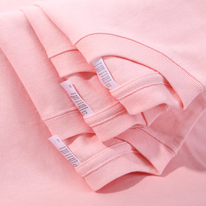 270g樱花粉纯棉短袖t恤夏浅粉色淡粉色圆领体恤男女bf风宽松上衣