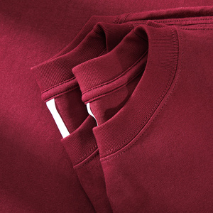 低饱和度 酒红色 暗红色 230g纯棉宽松枣红色短袖t恤女正肩上衣男