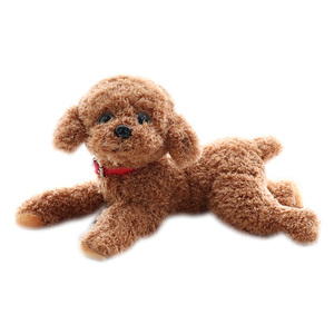 高档仿真泰迪狗公仔毛绒玩具灰黑色趴趴狗玩偶安抚布娃娃儿童生日