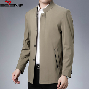柒牌男装春季夹克男休闲宽松中山装春秋款中长款风衣外套男夏季薄