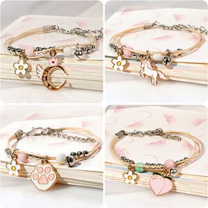 闺蜜手链四人款学生新款女一对时尚创意可调节铃铛卡通简约儿童