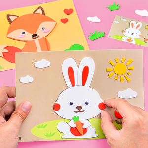 儿童立体拼图宝宝益智创意卡通贴画手工diy玩具女孩2岁3思维训练6