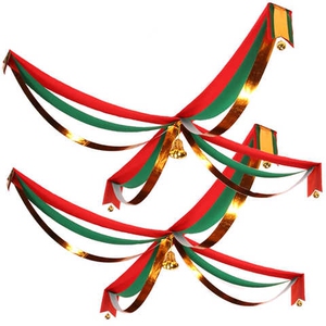 圣诞装饰十字波浪旗圣诞节装饰品大厅场景布置大堂屋顶彩带彩旗