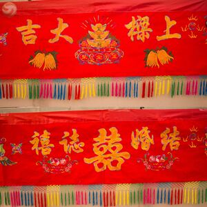 上梁大吉红布门幅横幅布红布用品招财四季发财布料聚财