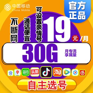 移动花卡宝藏卡 中国移动花卡大流量19元套餐手机卡 语音电话卡