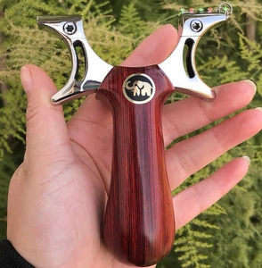 弹簧快压扁皮弓夹片钛合金大象吉象扁皮弹弓大威力免绑不锈钢木柄