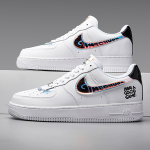 aj女鞋官网正品空军一号女款电玩像素白镭射低帮正版联名莆田男鞋