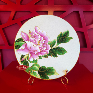 景泰蓝掐丝珐琅画diy手工材料包高雅装饰画摆件 非遗金丝沙画牡丹