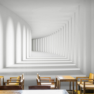 3d立体视觉壁画延伸白色空间拓展墙纸沙发背景墙网红直播拍照壁纸