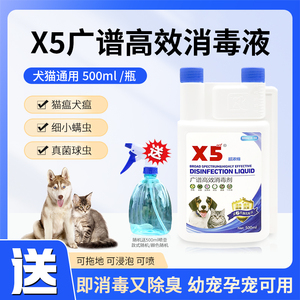 x5消毒液宠物猫咪养狗专用猫瘟猫藓杀菌喷壶除臭剂拖地喷雾消毒水
