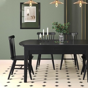 北欧全实木伸缩多功能餐桌椅组合4/6人8人黑色圆桌家用小户型饭桌