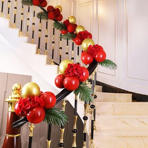 婚庆婚房婚礼楼梯扶手装饰过道栏杆气球拉花结婚现场布置酒店整套