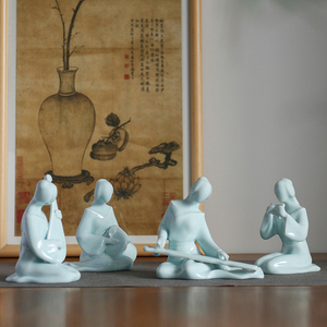 新中式唐古代仕女人物陶瓷摆件家居客厅玄关装饰品工艺品古典美女